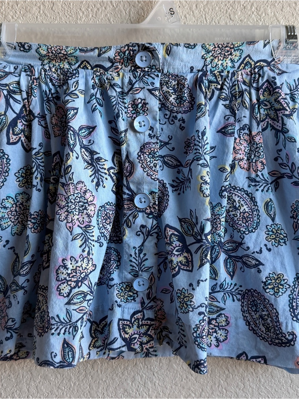 GAP Light Blue Floral Button-Front Skater Skirt